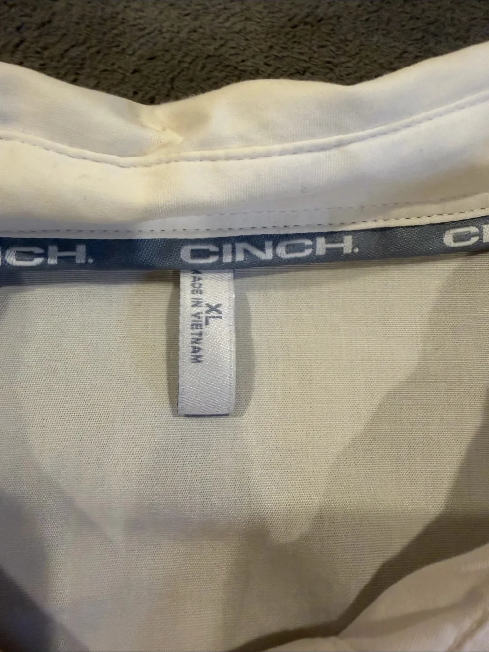 Cinch White Collared Shirt with Branded Neck Tape